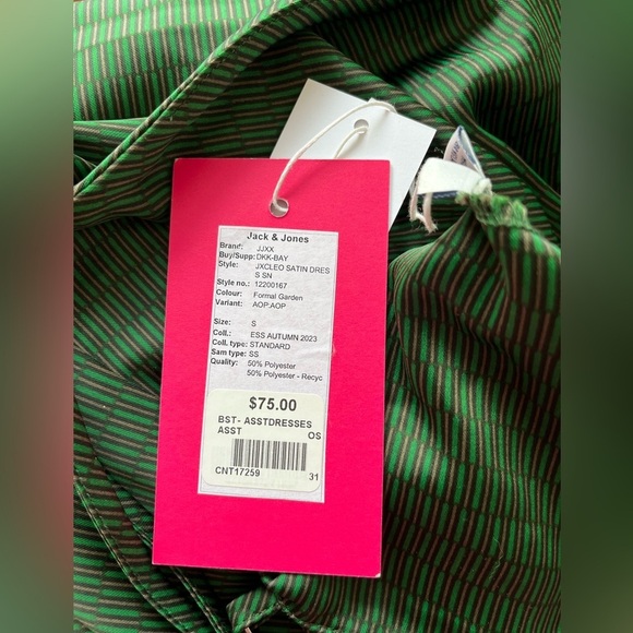 NWT Jack and Jones Garden party slip dress Green Sleeveless Dress size small - Picture 2 of 8